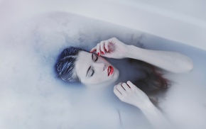 girl, bathtub, model