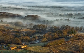 villages, morning, sunrise, fall, landscape, nature