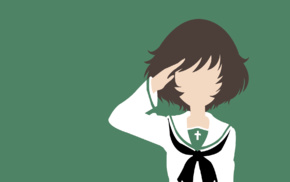 anime girls, Akiyama Yukari, Girls und Panzer, anime, schoolgirls, minimalism