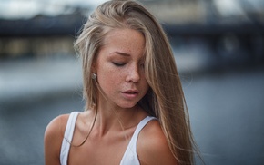 Kristina, girl, photography, model, closed eyes, freckles