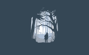 blue, forest, The Last of Us, minimalism, hunting, winter