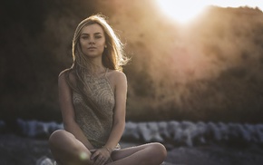 sitting, girl, model, girl outdoors