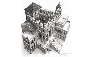 M. C. Escher, lithograph, tower, psychedelic, stairs, optical illusion