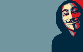 Anonymous, face, mask, minimalism, Guy Fawkes mask, Hope posters