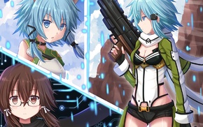 Sword Art Online, Asada Shino, anime girls, machine gun, anime, Gun Gale Online