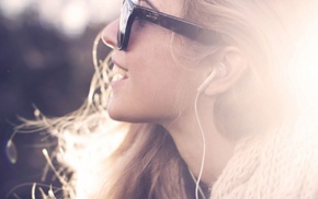 sun rays, glasses, headphones