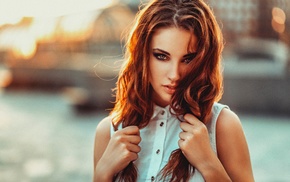 redhead, hands in hair, model, Georgiy Chernyadyev, girl, water