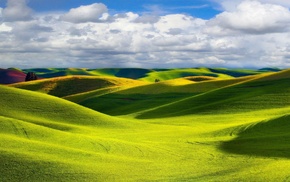 hill, field, landscape, nature, photography, clouds