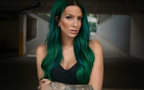 Caity Babcock, girl, face, tattoo, dyed hair, portrait