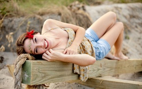 girl outdoors, beach, smiling