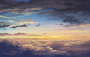 clouds, sky, anime