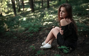 girl, sitting, shoes, dress, model, girl outdoors