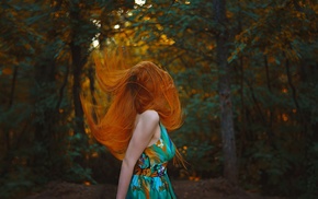 girl, dress, redhead, portrait, girl outdoors