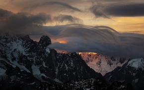 nature, cold, clouds, summit, mountain, Alps