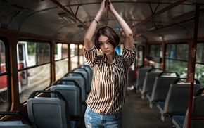 portrait, model, buses, girl, Georgiy Chernyadyev, short hair