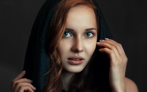 face, portrait, looking at viewer, girl, redhead