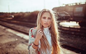 blonde, portrait, girl, face