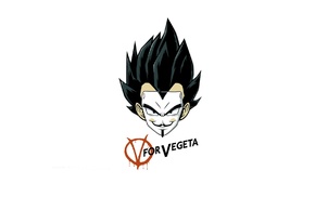 V for Vendetta, Dragon Ball Z, saiyan, Vegeta, Super Saiyan, fan art