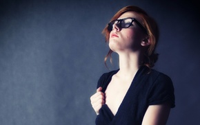 girl with glasses, redhead, girl, glasses