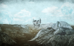 skull, mountain