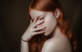 face, redhead, portrait, model, girl