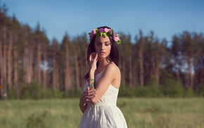 Alla Berger, girl, model, white dress, girl outdoors