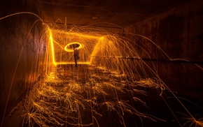 sparks, long exposure