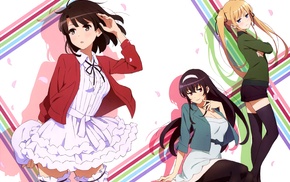 Sawamura Eriri Spencer, Katou Megumi, anime girls, Saenai Heroine no Sodatekata, Kasumigaoka Utaha, thigh