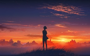 sunset, sunrise, anime