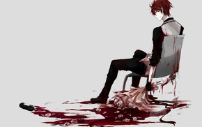 anime, blood, flowers