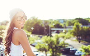 sun rays, girl, glasses, model