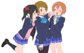 blushing, Koizumi Hanayo, Hoshizora Rin, anime girls, Yazawa Nico, Love Live