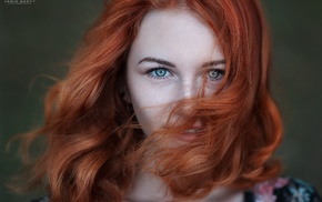 girl, redhead, face, portrait
