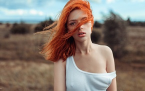 nipples through clothing, girl, redhead, face