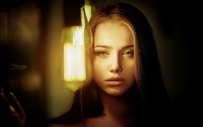 lights, girl, model, portrait, blonde, face