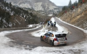 VW Polo, car, camera, rally cars, drift, snow