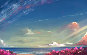 sky, landscape, anime