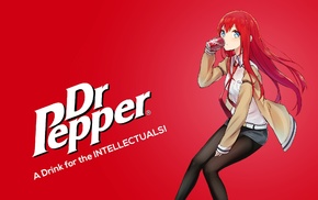 anime girls, Dr Pepper, Makise Kurisu, SteinsGate, anime