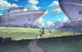 landscape, Hatsune Miku, anime, Vocaloid, ship