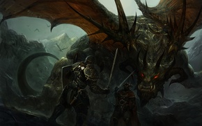 dragon, fantasy art, knights