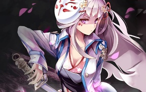 Sword Girls, purple eyes, Crux Knight Pintail, mask, anime girls, anime