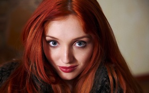 redhead, Red Fox, face, girl