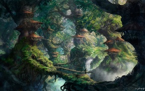 trees, fantasy art, wizard, artwork, digital art, forest