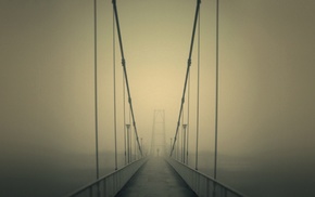 mist, bridge, street light