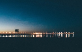 evening, blue, landscape, sea, Poland, bridge
