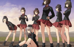 Itsumi Erika, Akaboshi Koume, anime girls, army girl, Nishizumi Maho, skirt