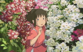 Chihiro, Studio Ghibli, flowers, Spirted Away, anime girls, anime