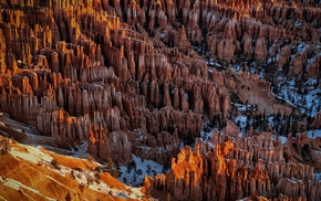 rock formation, Utah, snow, sunlight, nature, winter