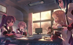 Sugiura Ayano, schoolgirls, Yuru Yuri, Furutani Himawari, Ikeda Chitose, anime girls