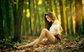 sitting, girl outdoors